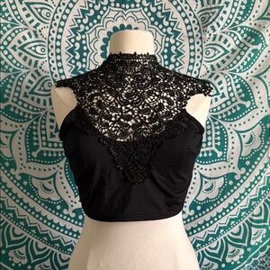 Elegant Black Lace Halter Top